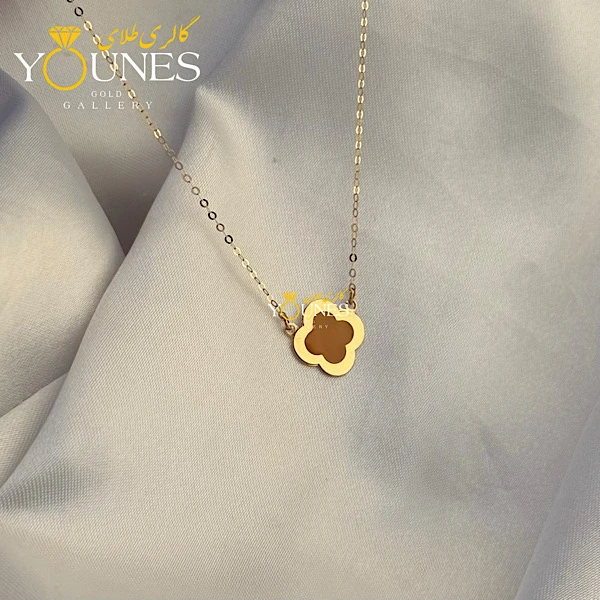 تصویر دوم گردنبند میناکاری ونکلیف موکا طلا